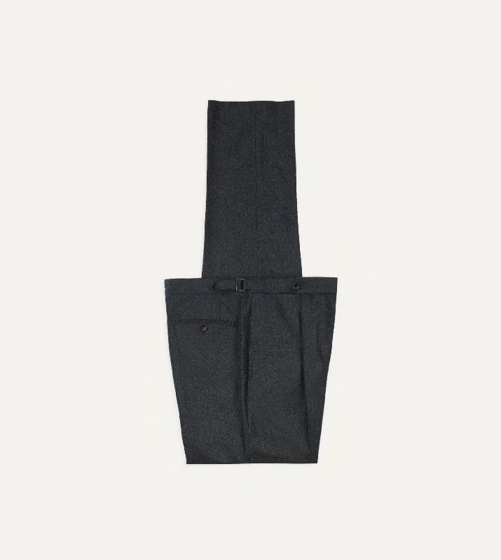 Grey Wool Flannel Single Pleat Trouser