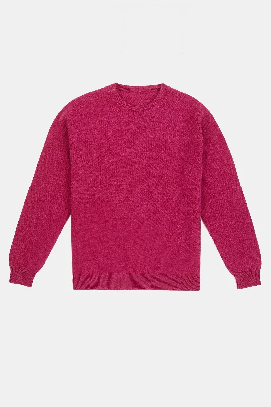 Men's Lambswool Crew Neck - Dark Pink