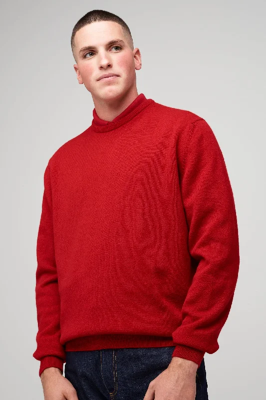 Men's Lambswool Crew Neck - Red