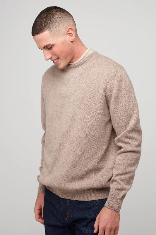 Men's Lambswool Crew Neck - Taupe